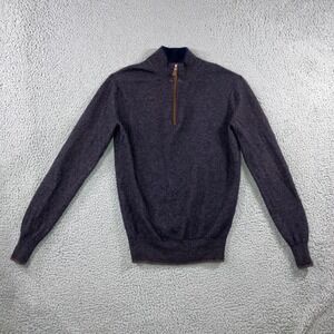 Peter Millar Quarter Zip Sweater Men Small Merino Wool Cashmere Mock Neck Blue